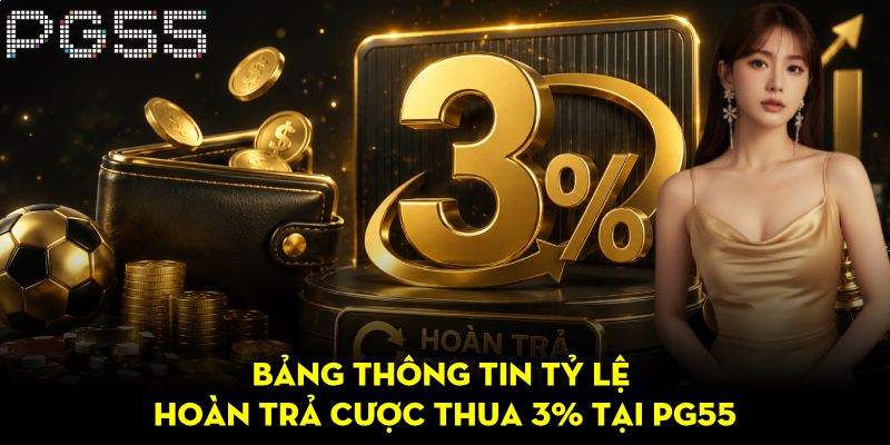 Hoàn Trả Cược Thua 3% Tại PG55 – Tối Ưu Vốn Hiệu Quả 3 Bảng thông tin tỷ lệ hoàn trả cược thua 3% tại PG55